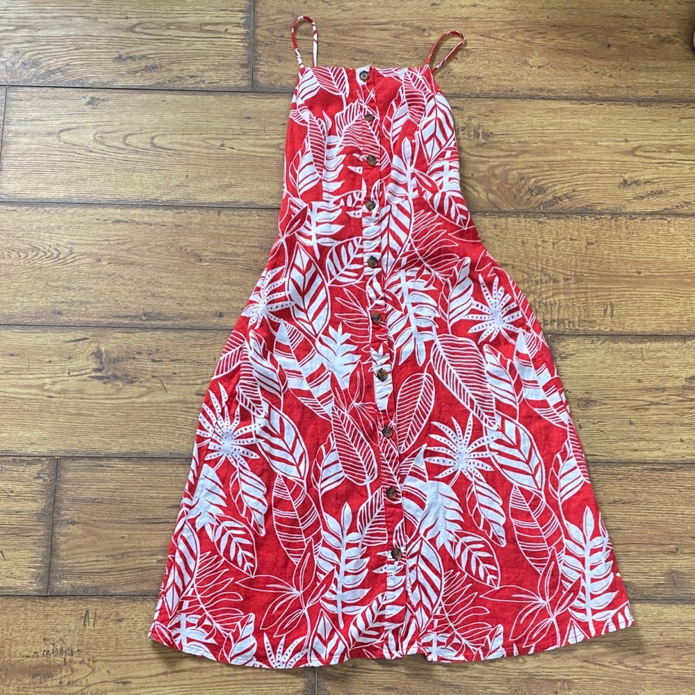 Tropical Red and White Dress
